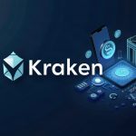 Photorealistic header of Kraken parent logo merging with EU bank emblem, crypto tokens, and a sleek banking app.
