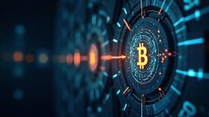 Realistic scene of Liquid Network peg restoration, featuring a secure vault with BTC symbols and a central network emblem radiating trust