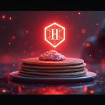 Photorealistic header of USDT/NEM pool on PancakeSwap with red warning glow, shadowy hacker, and defender shield.