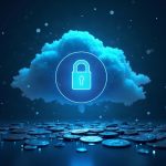Photorealistic cloud panel with a glowing lock and scattered crypto keys, illustrating exposed secrets.