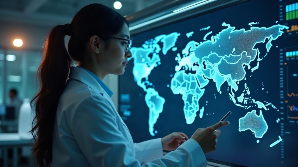 Photorealistic header showing a Solana researcher in a sleek lab with a glowing blockchain node map behind, in a modern newsroom style