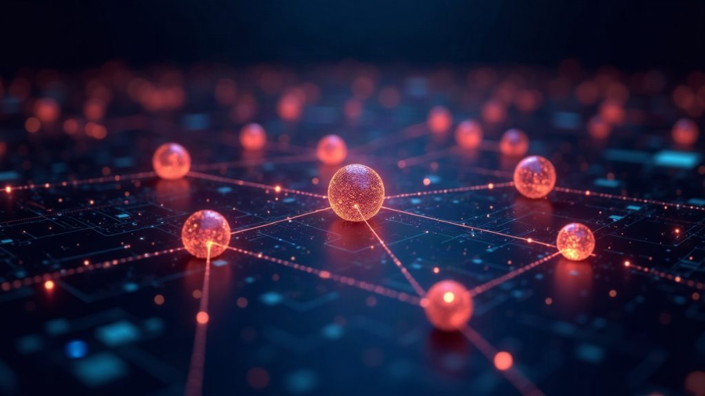 Photorealistic header with glowing Solana validator nodes forming a network beside a sleek dashboard.
