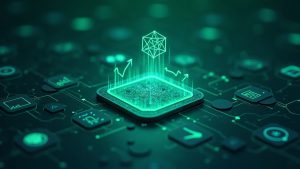 Futuristic Solana blockchain hub featuring Raydium and Orca logos and tokenized stock charts.