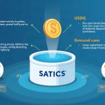 Photorealistic pool with STATICS tokens, Uniswap v4 branding, and ETH/USDG icons illustrating weekly incentives.