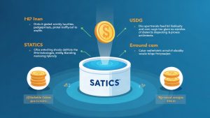 Photorealistic pool with STATICS tokens, Uniswap v4 branding, and ETH/USDG icons illustrating weekly incentives.