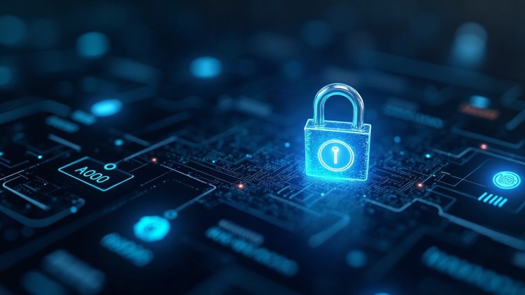 Photorealistic dashboard of a quantum-safe Sui devnet transaction with a glowing lock and circuit patterns