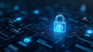 Photorealistic dashboard of a quantum-safe Sui devnet transaction with a glowing lock and circuit patterns