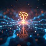 Photorealistic TRON hub showing tokenized equities and U.S. Treasuries with a blockchain lattice overlay and post-quantum glow