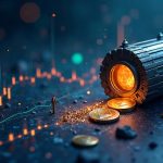 Photorealistic header with Ethereum and Solana networks, a central mint vault, and rising USDC coins amid data streams.