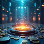 Futuristic crypto governance chamber; a voting node is manipulated by a flash loan as USDT flows into a hidden treasury.